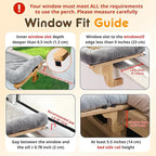 [Ready to Gift] PURRHOUSE 45LBS Cat Window Perch with Bolster, Hammock Seat with Plywood & Metal Frame, Cat Bed for Windowsill, Bedside and Cabinet (Walnut Wood & Brown Cushion, 24.8''W x 9.4''H)