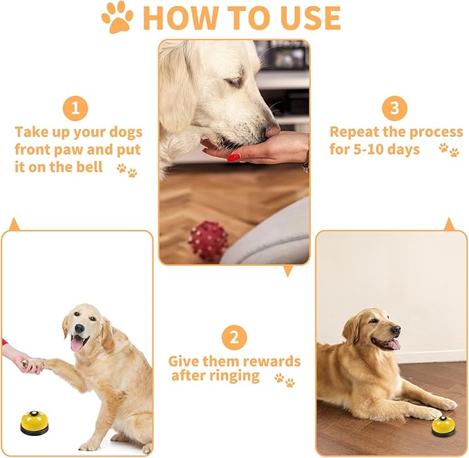 3 Pack Dog Doorbells, Pet Training Bells for Outside Potty Training and Communication, Bell for Dog Cat Puppy Interactive Toys (Yellow, 3 Pack)