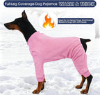 IECOii Large Dog Coat - Cozy & Warm, Stretchy Long Sleeve Dogs Pajamas Fleece Onesie for Winter, Pet Cold Weather Coats, Comfortable Pajama for Dogs Girls, Machine Washable, Pink XL