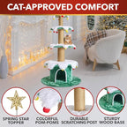 Cat Christmas Tree Multi Level Cat Tower with Scratching Posts Plush Condos and Holiday Cat Furniture Design Available in Multiple Styles and Sizes (Noble Fir, 66" H)