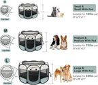 Dog Cat Playpen, Puppy Pet Playpen Indoor for Small Dog Crate Tent Cage Outdoor, Portable Pop Up Dogs Enclosure Kennel with Carrying Case for Dogs/Cats/Rabbits(Grey, Small