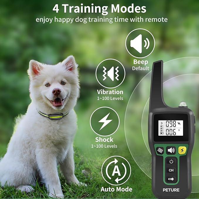 Dog Bark Collar 2 Pack, 3300FT 2 in 1 Bark and Shock Collar Combo with Beep, Vibration, Safe Shock and Auto Mode, IPX7 Waterproof Automatic Dog Training Collar for Medium Large Dogs (7-120lbs)