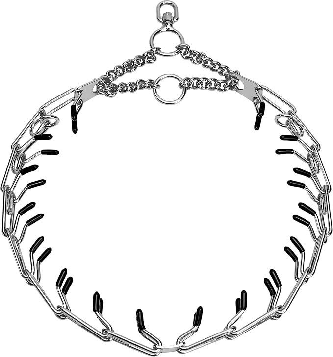 Stainless Steel Prong Pinch Collar for Dogs, Adjustable Training Collar with Quick Release Buckle for Small Medium Large Dogs (Silver, 22")