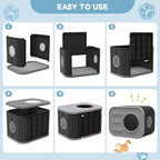 NUNU LAB Plastic Cat House Outdoor, Cats House for Indoor, Weatherproof Cat House, Camera Shaped Design, with Escape Door, for Small to Medium Cats (Grey)