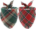 Christmas Dog Bandanas 2PCS-XLarge,Holiday Scarf Two-Sided with Tassels Edges,Stylish Triangle Dog Outfit for Boy and Girl,Winter Christmas Classic Red Green Plaid Pet Costume for Extra Large Dogs