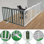 Freestanding Dog Gate Indoor,Doggie Gate Foldable Pet Gates for Doorways,Stairs or Hallways, Wooden Grey Pet Gate for the House, Pet Fence with Support Feet Included,32 "Height-6 Panels
