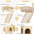 SHA CERLIN Cat Tree 36 Inches Cat Tower with Hammock, Sisal Scratching Post for Indoor Kittens, Small Room, Beige