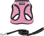 Best Pet Supplies Voyager Step-in Air All Weather Mesh Harness and Reflective Dog 5 ft Leash Combo with Neoprene Handle, for Small, Medium and Large Breed Puppies - Pink Base, XS
