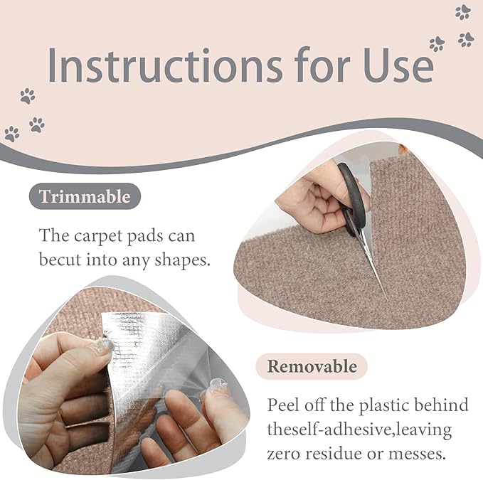 4 Pack Total 24"x 24" Cat Scratch Mat for Couch Furniture and Wall Protector | Trimmable Self-Adhesive Cat Scratch Furniture Protector (Beige)