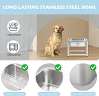 1.25 Gallon Elevated Large Dog Water Bowl, 10.23" Raised Stainless Steel Bowl for Medium Large Breed, Elevated Dog Water Bowl with Full Metal Stand, Easy to Clean and Assemble for Indoor Outdoor