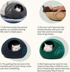 MEOWFIA Cat Cave – Premium Felt Cat Bed for Indoor Cats, Handmade Merino Wool (Beige, Large)