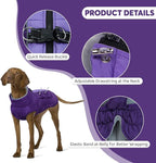 IDOMIK Warm Dog Coat with Harness, Waterproof Reflective Dog Jackets for Small Medium Large Dogs, Fleece High Collar Winter Jacket with Zipper, Pet Winter Snowsuit Clothes for Cold Weather,Purple XL