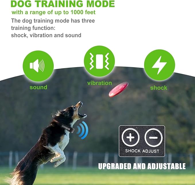 DOTSTAR Dog Training Pet Collar Anti Barking Electric Collar 2 in 1 System, Dual Independent Automatically Switch System, Anti Barking Dog Training Device, Waterproof Rechargeable Dog Collar