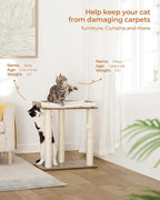 FourFurPets 22in Cat Tree Tower Condo, Cat Scratch Posts for Indoor Cats, Big Plate, Three 23.6in Full Sisal Scratching Posts, Greige