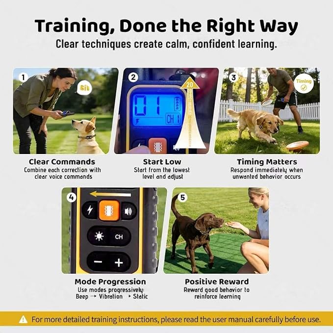 Waterproof Dog Shock Collar with Remote 3300 FT – 3 Modes Beep Vibrate Static, LED Light, 20-Level Adjustable, Rechargeable Training Collar for Small Medium Large Dogs 8-120 lbs
