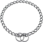 Herm Sprenger Chrome Plated Steel Dog Collar with Short Flat Links Choke Chain Two O-Rings for Small Medium Large Dogs Professional Training Collar Correction Slip Chain Made in Germany (26in (65cm))