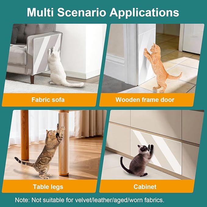 20Pack Invisible Cat Couch Protector, Heavy Duty Cat Scratch Furniture Protector, Large Size Fit for Furniture Corners & Sides, Reusable Couch Cat Scratch Protector with 80 Twist Pins