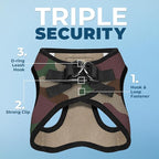 Best Pet Supplies Voyager Step-in Air Harness - All Weather Mesh, Reflective, No Pull Harness for Dogs, Cats - Secure with Hook & Loop Fastener, Buckle, Double D-Rings - Army/Black Trim, L
