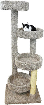 Maykoosh Rustic Romance Large Cat Stairway Neutral Color Solid Wood Cat Playground, Modern Multi-Level Cat Tree Tower for Indoor Cats, 20" L x 20" W x 55" H Neutral