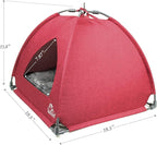 Winsterch Cat Bed Cave for Indoor Cats, Small Pet Tent Cave for Cats, Kittens, and Small Dogs, Warming Cat House with Removable Washable Cushion (18.5'‘ x 18.5’' x 15.8'',Red)