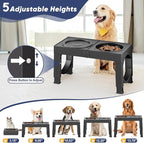 XIAZ Elevated Dog Bowls Large Breed Raised Dogs Bowl Stand Large/Medium Sized Dog Slow Feeder Dogs Bowls Food Water Stands 5 Heights Adjustable 9/11/12/14in Pet Feeder Dish Station