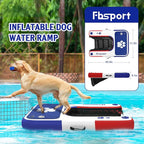 FBSPORT Inflatable Dog Boat Ramp Floating Dock Water Ladder for Pool, Boat, Non-Slip EVA Floating Ladder Pool Ramp for Dog Up to 220 LBs, Safe & Easy Access