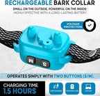 Tiny Bark Collar for Small Dogs 5-15 lbs and Puppies - No Shock Anti Barking Collar - Rechargeable Smart Collar for Dog Training with 7 Sensitivity Levels and 3 Beep&Vibration Modes (Blue)