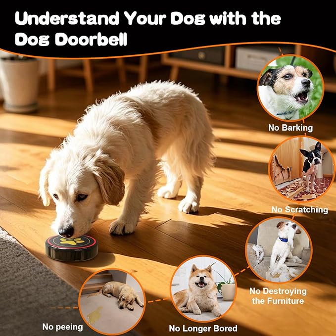 ChunHee Dog Bells to Go Outside,Dog Door Bell for Dogs to Ring to Go Outside,Bells for Dog Training to Go Outside,Dog Bell with Adjustable Volume,1 receivers & 1 Dog Buttons [Black, New 2024]