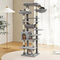 GarveeHome 67 in Cat Tree for Large Cats, Features Scratching Post, Cat Condo, Platforms, Tunnel, Hammock, Food Station & Bowls – Ideal for Indoor Cats, Light Gray