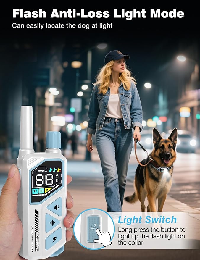 Dog Shock Collar with Remote - 3300Ft New Upgraded Dog Training Collar with 5 Modes, IPX7 Waterproof Remote Training Collar for Small Medium Large Dogs, Flashlight & Reflective Strap for Night Safety