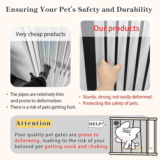 Lumizone Extra Tall Cat Gate 61.02" High Pressure Mounted Extra Wide 2025 New (17 Sizes) 1.37" Gap No Drilling Auto-Close One-Handed Operation Tall Pet Gate for Dogs(Black, 61.02" H x 34.25"-38.38" W)