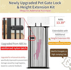 Lumizone Extra Tall Cat Gate 61.02" High Pressure Mounted Extra Wide 2025 New (17 Sizes) 1.37" Gap No Drilling Auto-Close One-Handed Operation Tall Pet Gate for Dogs(Black, 61.02" H x 29.92"-34.24" W)