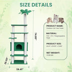 74 Inches Tall Outdoor Weatherproof Cat Tower, Multi-Level Cat Tree, Large Cat Condo with PVC Board and Cat Scratching Posts, for Outside and Indoor Cat Houses