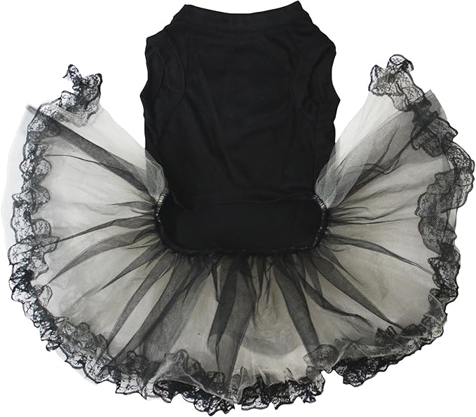 Petitebella Happy New Year Puppy Dog Dress (Black/Gold Black Lace, X-Small)
