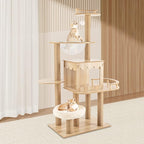 Cat Furniture, Modern Cat Tree, Modern Wood Cat Tower Tree, Wood Color Cat Tree Branch for Cat(52inch)