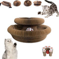 Kitty Curls Cat Toy Kurlz, Interactive Scratch Pad, Foldable Accordion,Recyclable Scratcher with Ball (Pink)