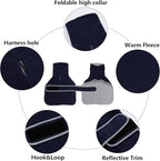 Geyecete Dachshund Sweaters - Dachshund Coat Perfect Winter Dog Jacket with Padded Fleece Lining and High Collar, Snowsuit with Adjustable Bands - Navy - S
