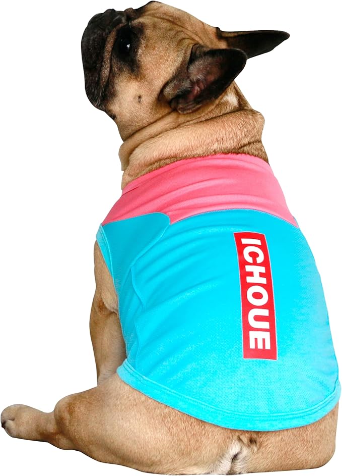 iChoue 3pcs French Bulldog Summer Cooling Shirt for Dogs UV Sun Protection Vest Sleeveless Breathable Tank Top English Pug Pink Green Purple Turquoise Rose - Medium