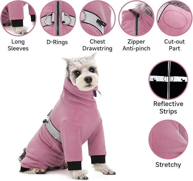 Polar Fleece Coats for Small Dogs, Four-Legged Warm Pajamas Bodysuit, Winter Jacket Sweater Vest for Small Medium Dogs