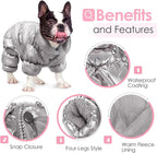 AOFITEE Dog Winter Coat, Waterproof Dog Jacket, Fullbody Dogs Winter Coat Snowsuit, Windproof Puppy Puffer Jacket Snow Suit with Legs, Pet Fleece Vest, Cold Weather Coats for Small Dogs, Silver XXL