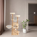 Cat Tree Tower Multi-Level Cat Climbing Frame 54 -Inch Modern MDF Cat Condo Cage for Large Cat with Scratching Posts (52 * 52 * 26(cm))