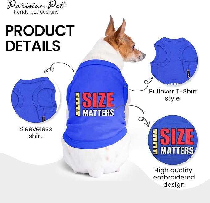 Parisian Pet Dog Shirt – 100% Cotton Shirts for Small Dogs – Blue Sleeveless Puppy Clothes – Lightweight and Breathable Pet Apparel – Soft Funny Dog Clothes - Stretchy T Shirts for Dogs