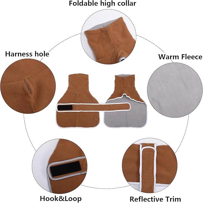 Geyecete Dachshund Sweaters for Dogs Jacket,Dachshund Coat Perfect Dog Winter Coat with Padded Fleece Lining,high Collar,Dog Snowsuit-Brown-L