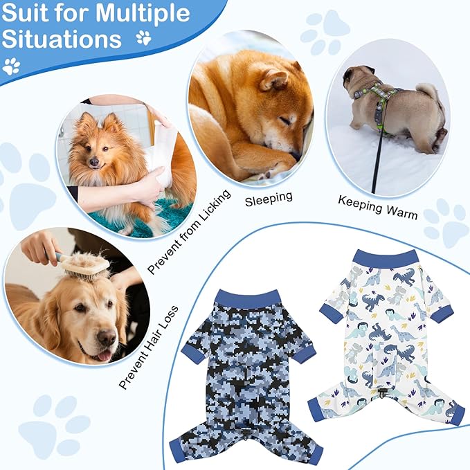 Glittme 2PACK Dog Pajamas Soft Dogs Clothes for Small Medium Dogs Elastic Cats Apparel Breathable Dog Pjs for Puppy