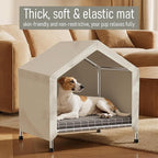 Elevated Dog House with Soft Cushion Insert - Comfortable Pet Home with Elevated Design, Sturdy Dog Shelter for Indoor/Outdoor Use,Perfect for Pets (Medium)