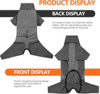 Fleece Dog Coats for Medium Dogs, Warm Waterproof Dog Coat Winter, Fullbody Clothes Jumpsuit, Cold Weather Coat Pajamas, Four-Legged Snowsuit with Leash Hole, M Grey