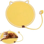 Cat Scratching Pad, Natural Cotton Rope Cat Scratch Mat, 16.9'' Round Wall & Floor Scratcher, Durable Furniture Protector for Couch, Carpet, Sofa, Eco-Friendly Cat Scratcher Pad（Yellow）