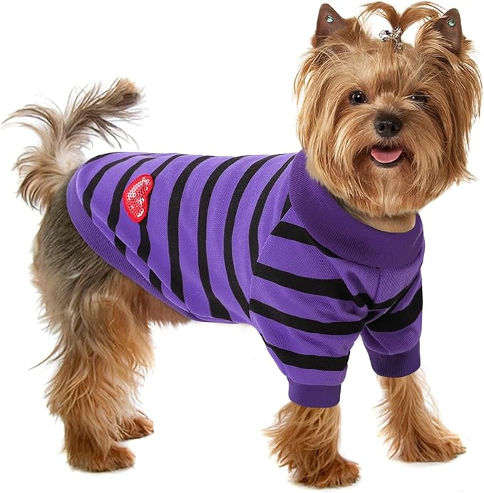 Dog Shirts for Small Dogs, Striped T-Shirts Dog Vest Pet Apparel Tee Shirts Spring Summer Suitable for Small and Medium Large Pets French Bulldog Bichon, Violet S