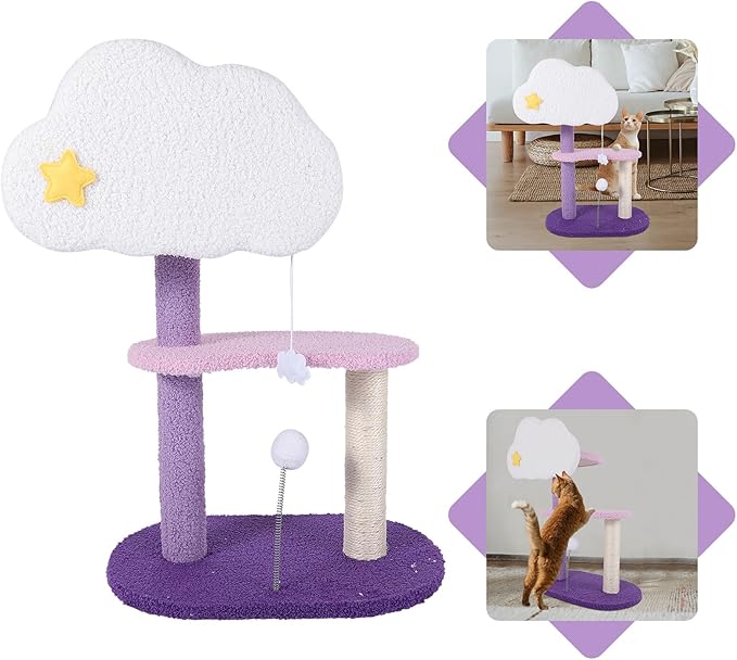 Amosfun Cat Climbing Frame with Scratching Posts Large Multi-Level Cat Tree Tower Kitten Jumping Platform Indoor Household Pet