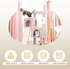 36 inches Cat Tower,Cat Tree for Indoor Cats with Scratching Posts Multi-Level Cat House with Ramp,Double Condos,Spacious Perch,Scratching Sisal Post and Dangling Balls for Kittens,Beige